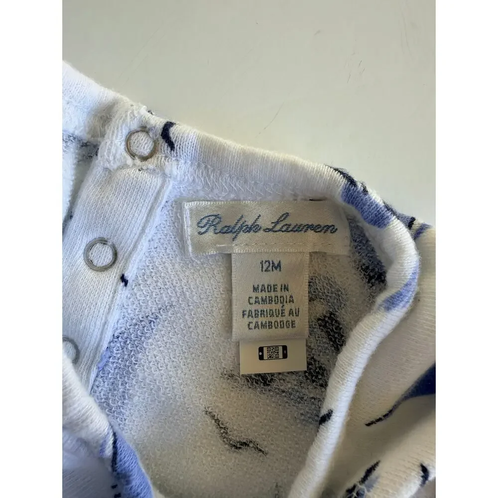 Ralph Lauren Bear Nautical Cotton Sweatshirt Baby Boy 12 Months